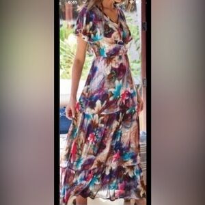 Soft Surroundings 🌸Floral Multicolor Maxi Dress